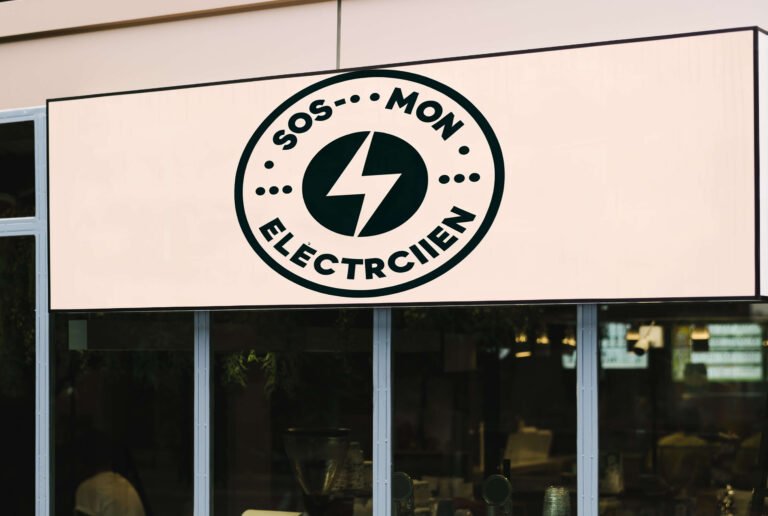 panneau publicitaire avec un lolo SOS mon electricien